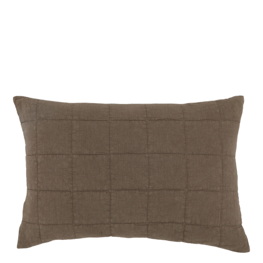 Coussin en plume avec housse piquée - noyer