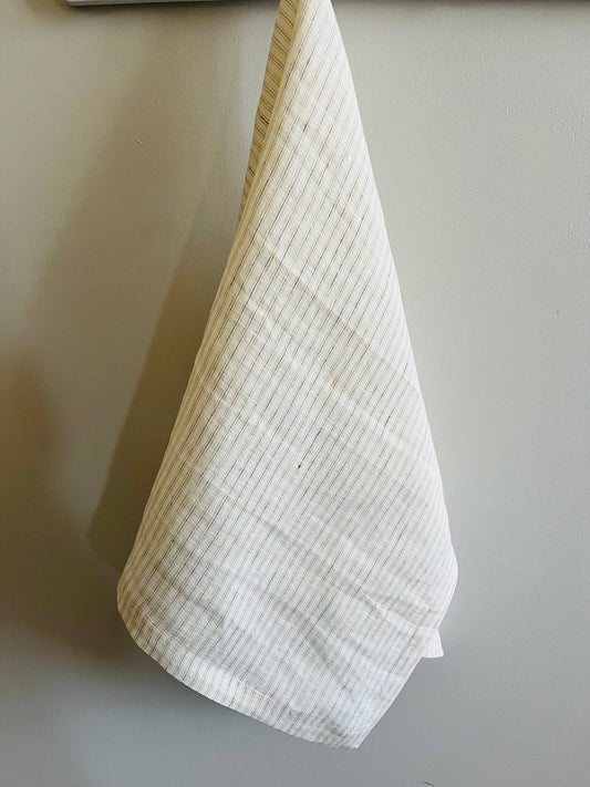 Torchon en pur lin français - Rayure vintage