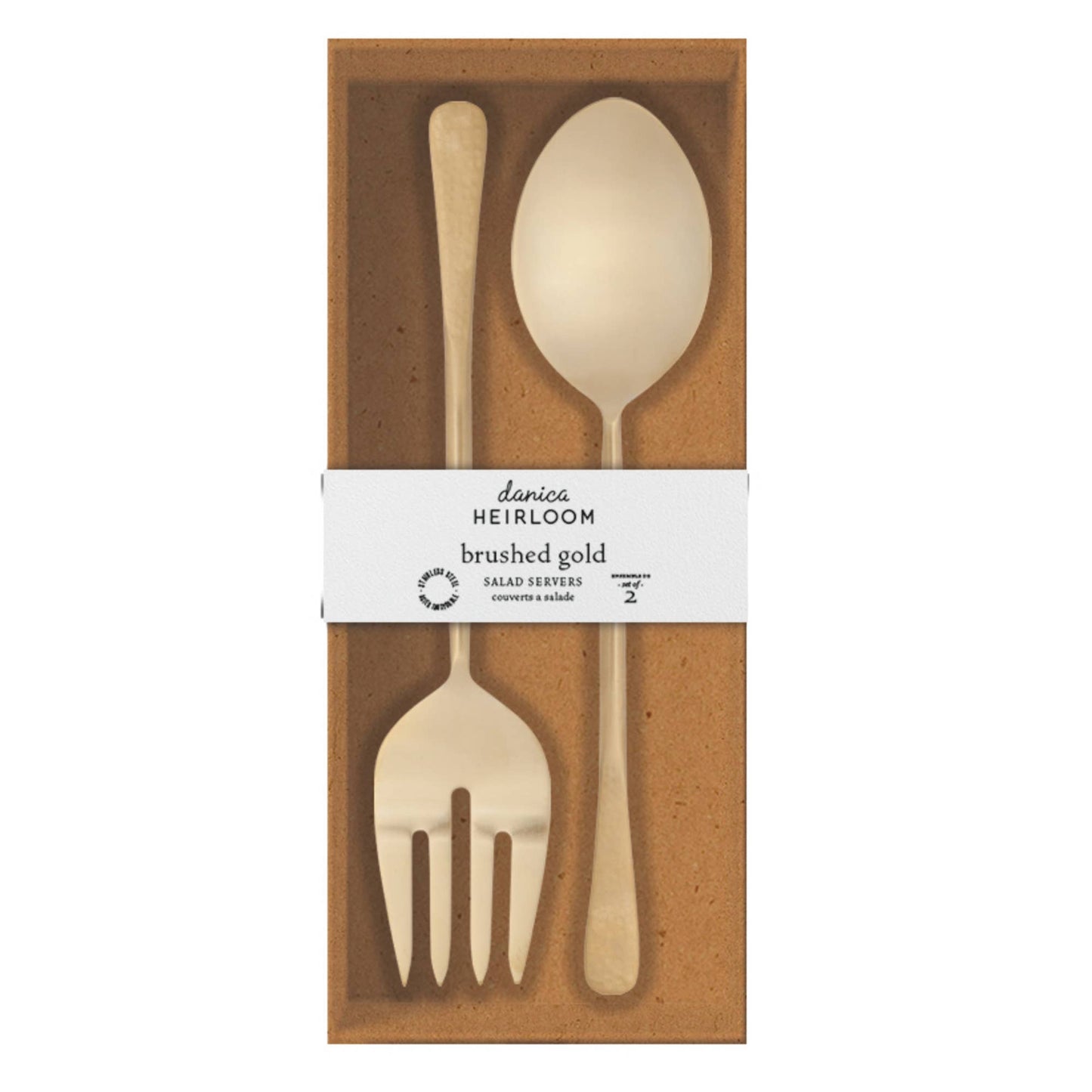 Ensemble de couverts à salade en acier inoxydable - Doré