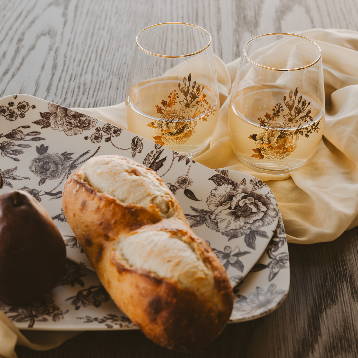 Plateaux empilables en mélamine fleurs vintage marron - Lot de 2