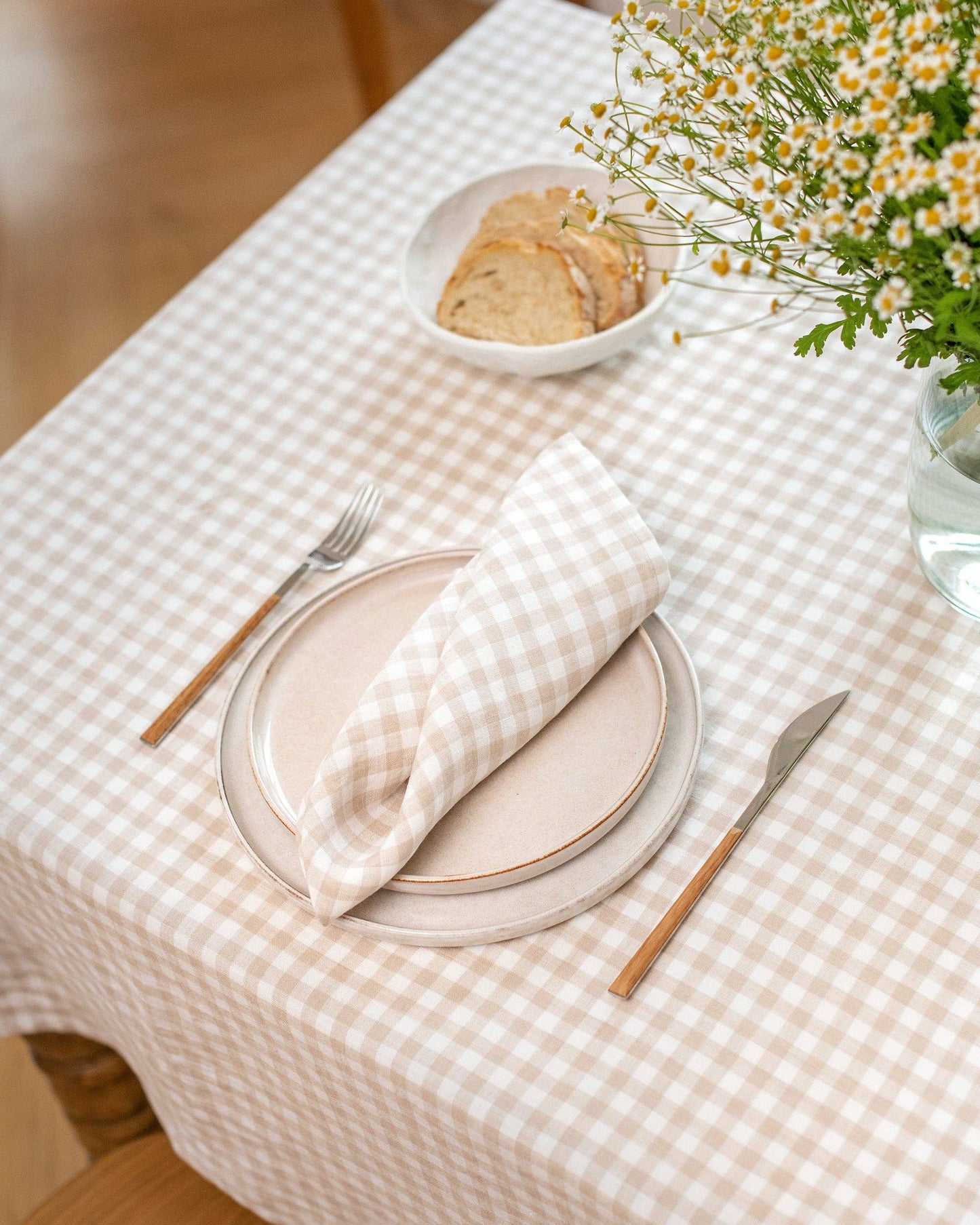 Nappe en lin vichy naturel