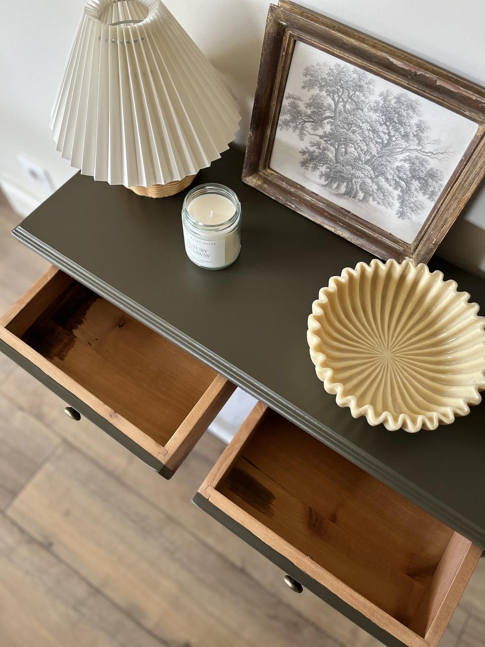 Console 2 tiroirs - brun/kaki