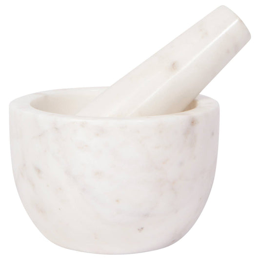 Mortier et pilon en marbre blanc