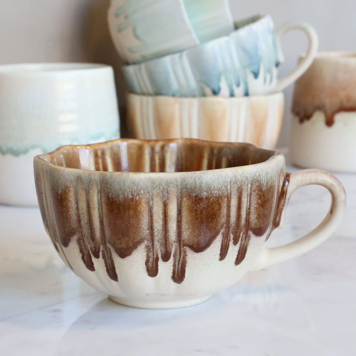 Tasse en porcelaine avec poignée - coffee