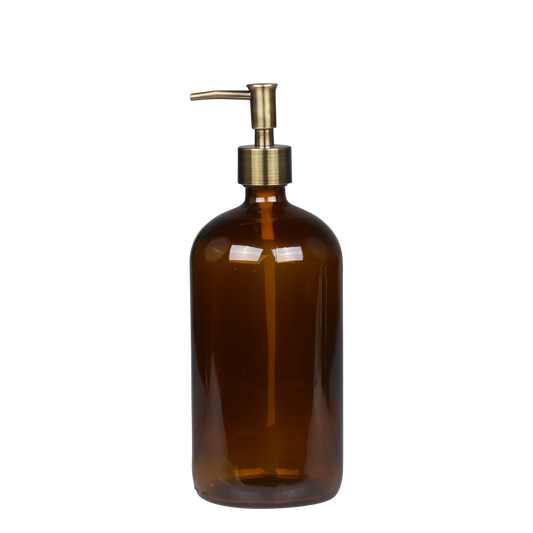 Bouteille en verre ambré avec 2 pompes - 1L