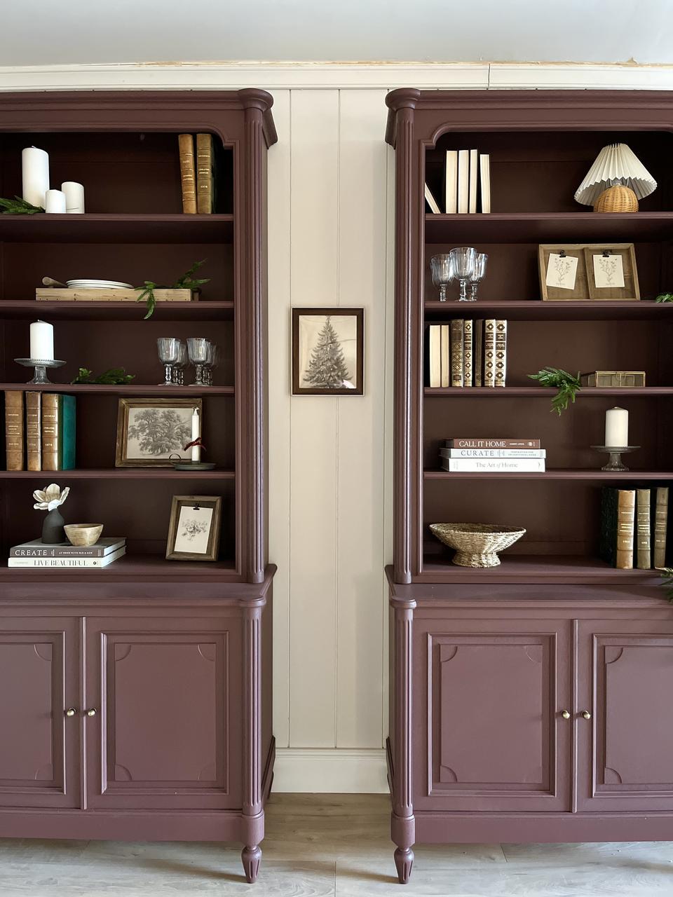 Paire de bibliothèques en bois double corps