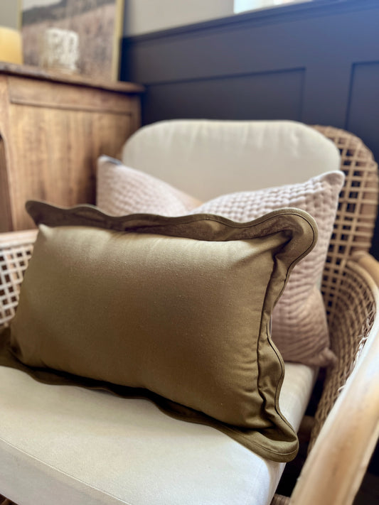 Coussin lombaire festonné kaki