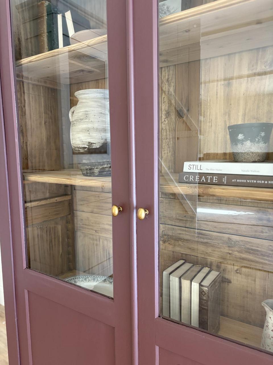 Vitrine 2 portes en bois massif - Bordeaux