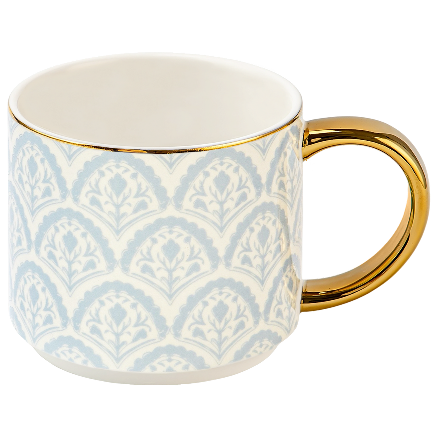 Tasse à café à motif Bleu et poignée dorée