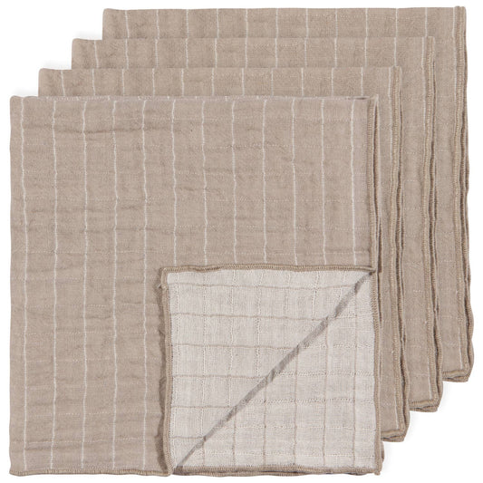 Ensemble de 4 serviettes à double tissage gris tourterelle