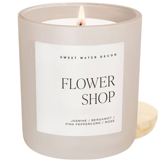 Bougie de soja Flower Shop, pot mat - 70h