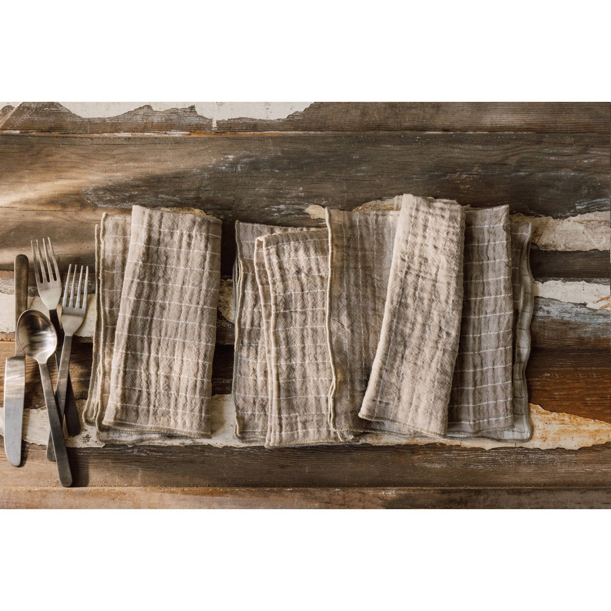 Ensemble de 4 serviettes à double tissage gris tourterelle