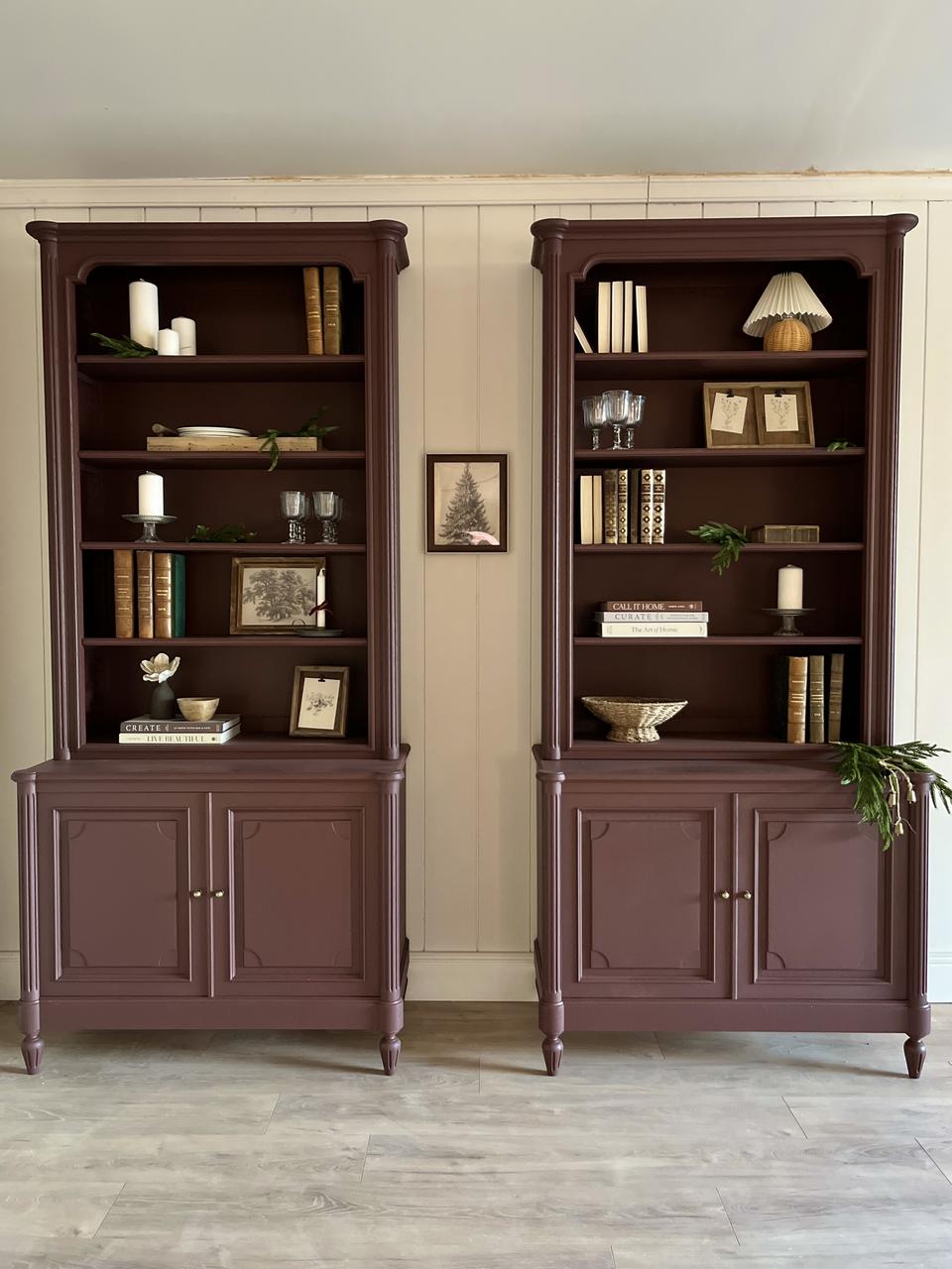 Paire de bibliothèques en bois double corps