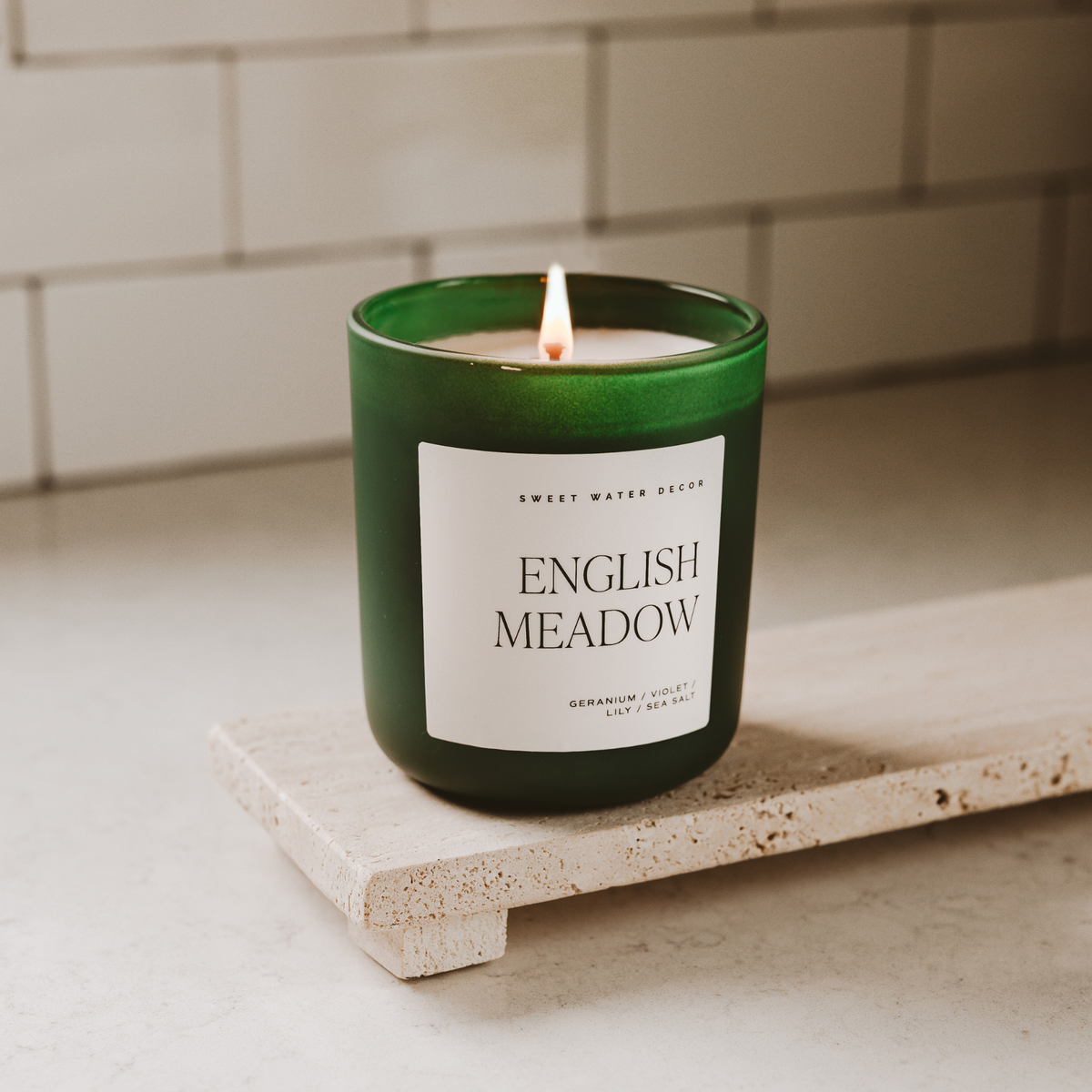 Bougie de soja English Meadow , pot mat - 70h