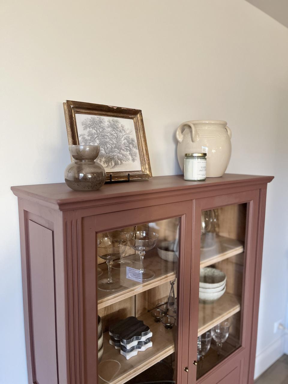 Petite vitrine 2 portes - brun/rosé