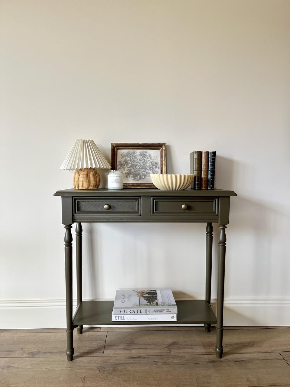 Console 2 tiroirs - brun/kaki