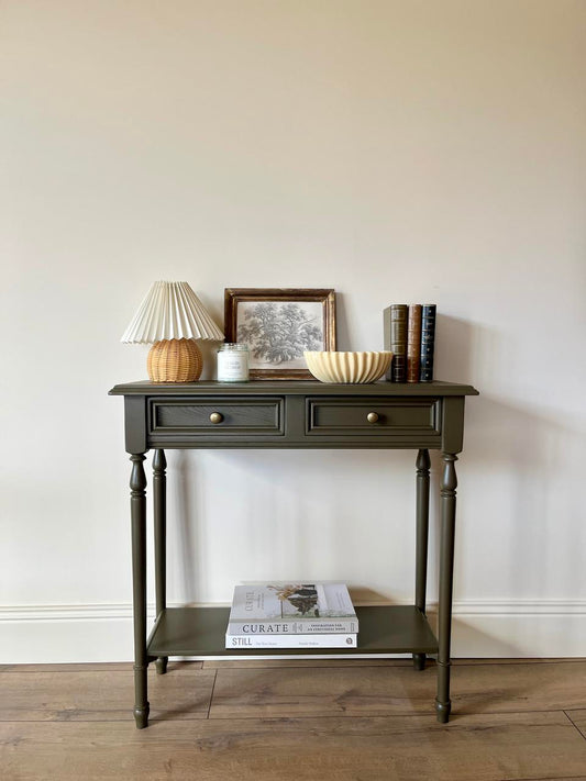Console 2 tiroirs - brun/kaki
