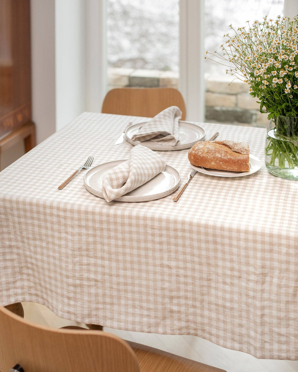 Nappe en lin vichy naturel