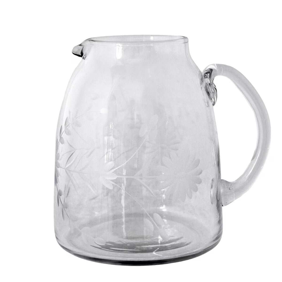 Pichet en verre gravé Floral