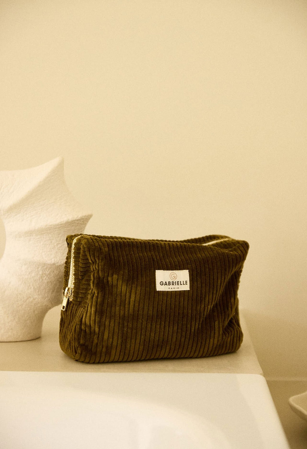 Trousse de toilette - velours Olive