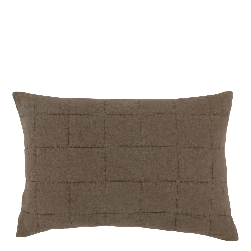 Coussin en plume avec housse piquée - noyer