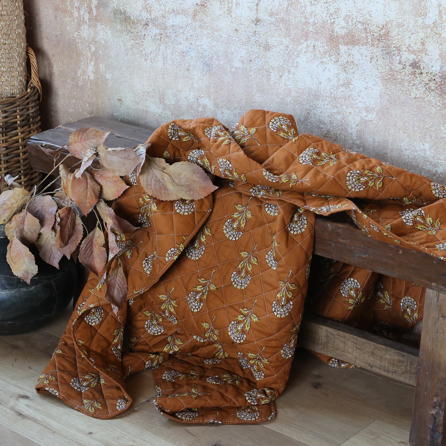Couverture piquée - terracotta