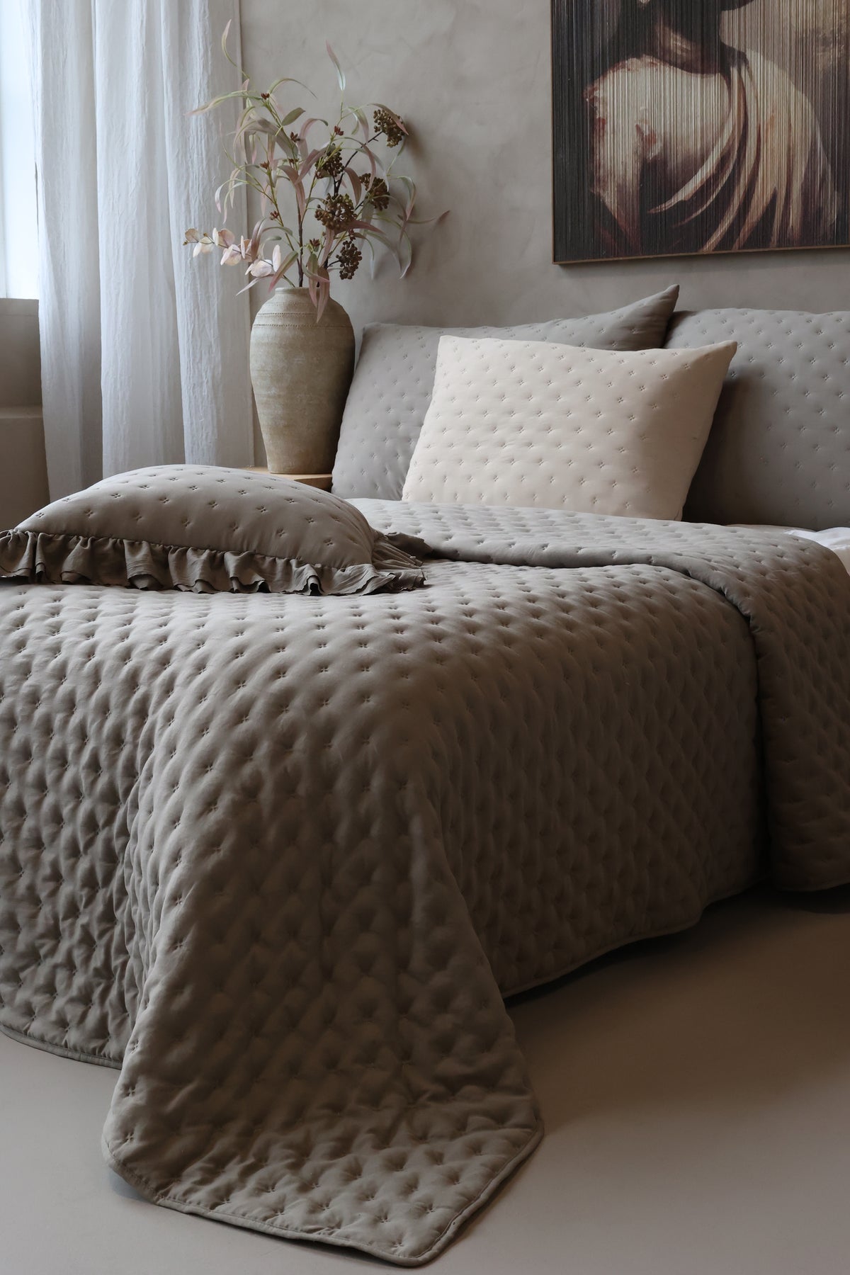 Couvre-lit Soft Quilt - Gris 240 x 260 cm