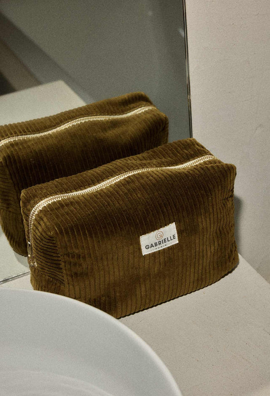 Trousse de toilette - velours Olive