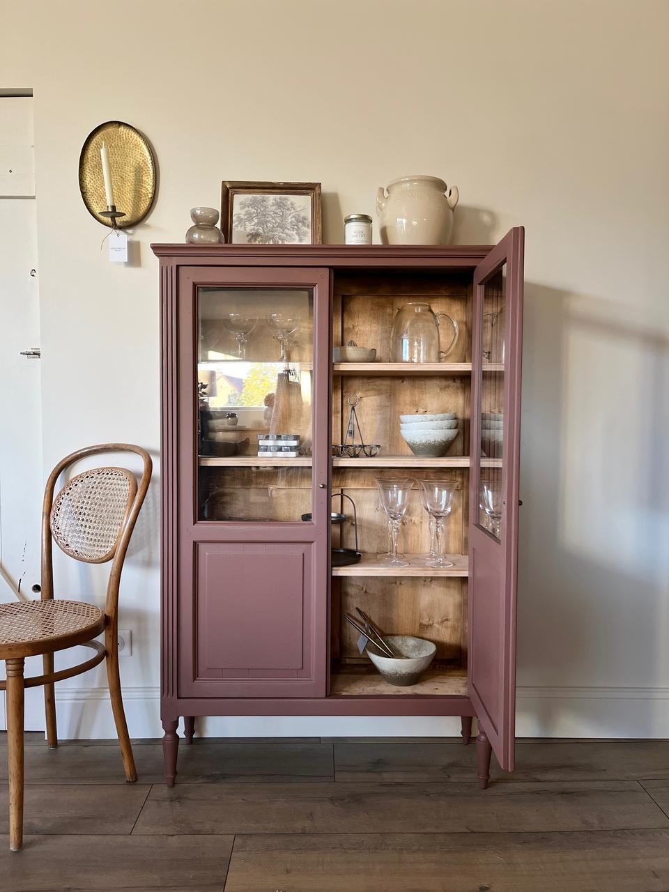 Petite vitrine 2 portes - brun/rosé