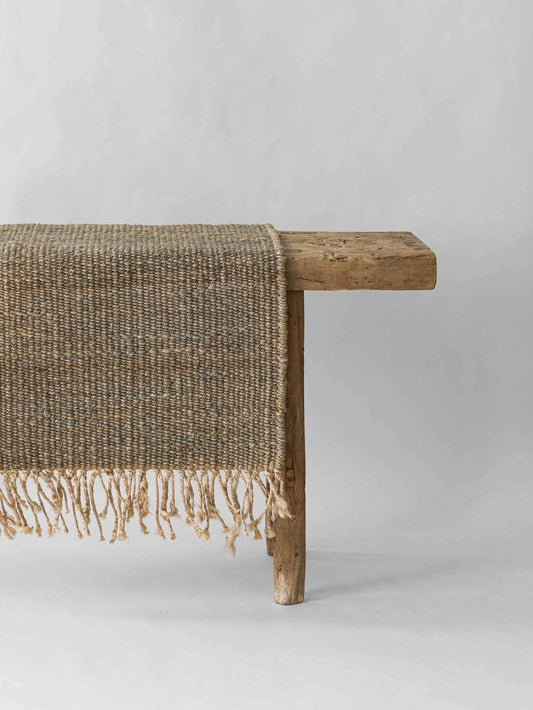 Tapis en chanvre avec franges - Gris