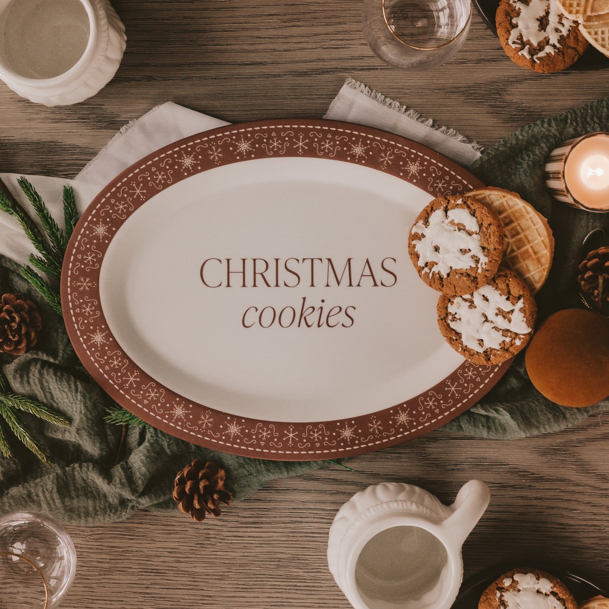 Plateau de biscuits oval Christmas cookies