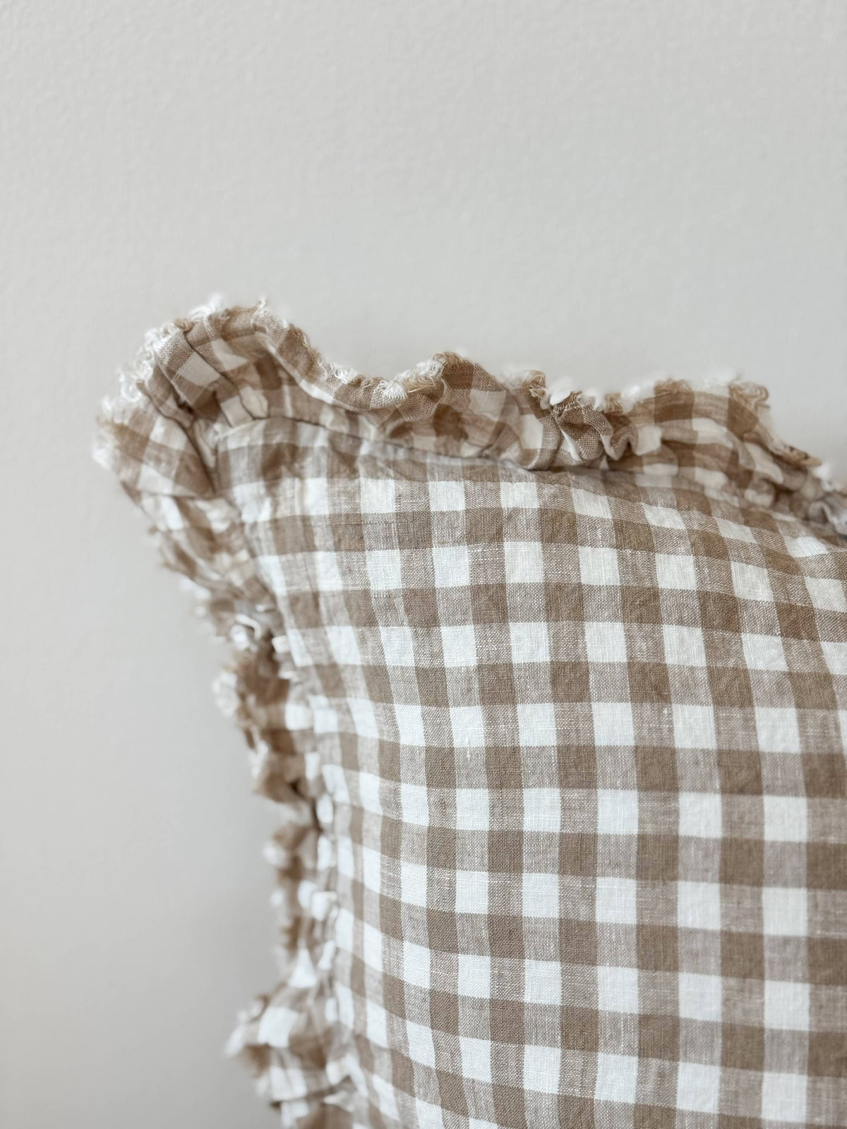 Coussin à carreaux vichy marron clair, 45x45cm
