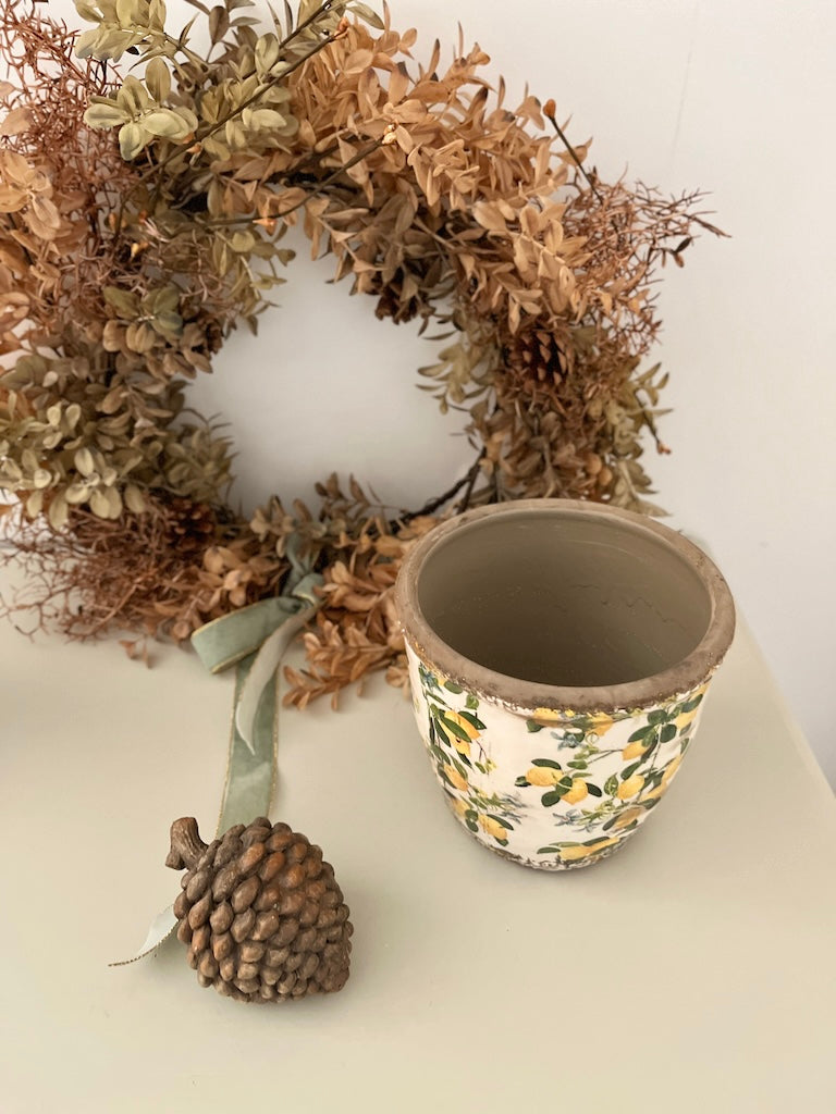 Cache pot vieilli citrons