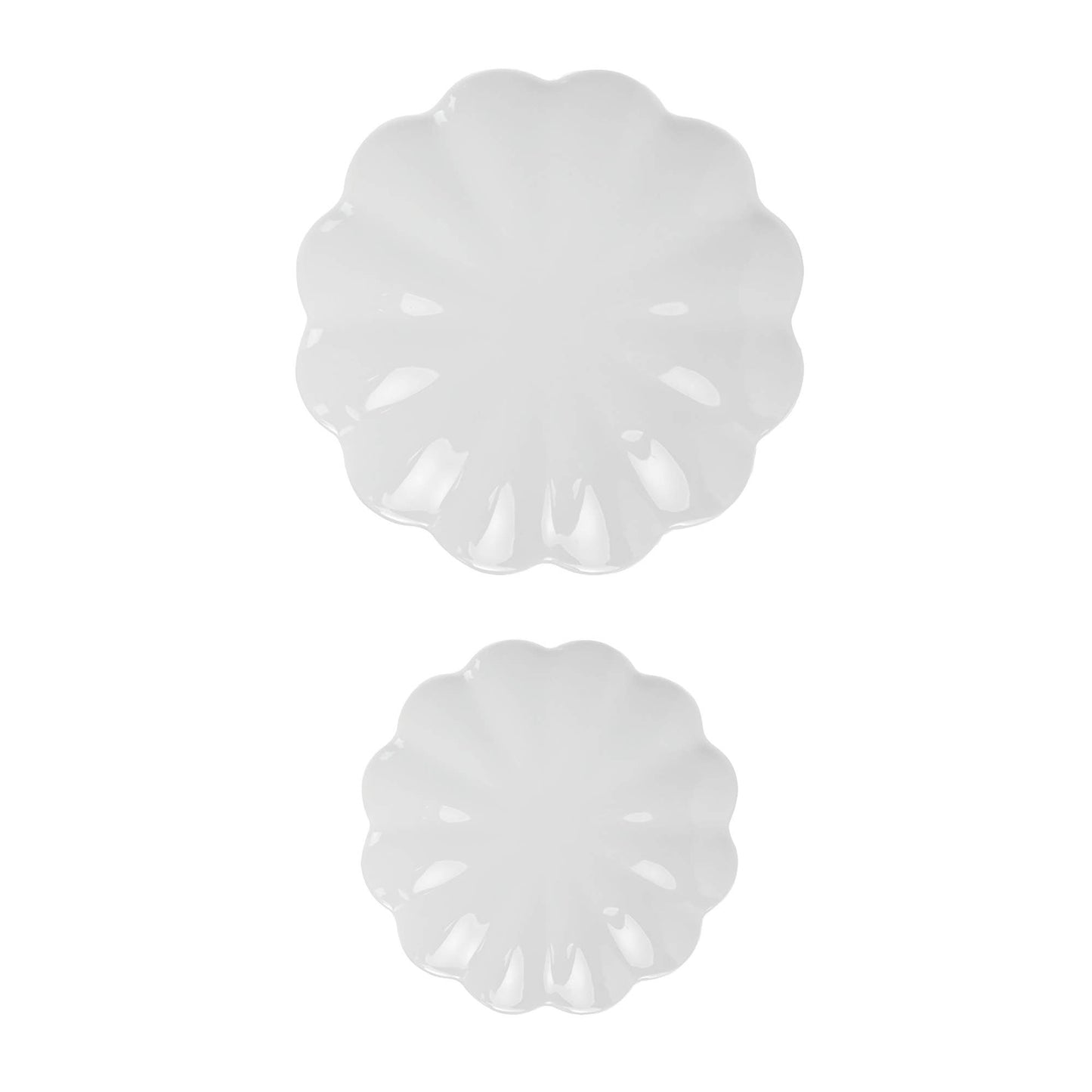 Ensemble de 2 plateaux de service blancs à bord festonné