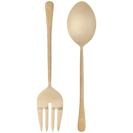 Ensemble de couverts à salade en acier inoxydable - Doré