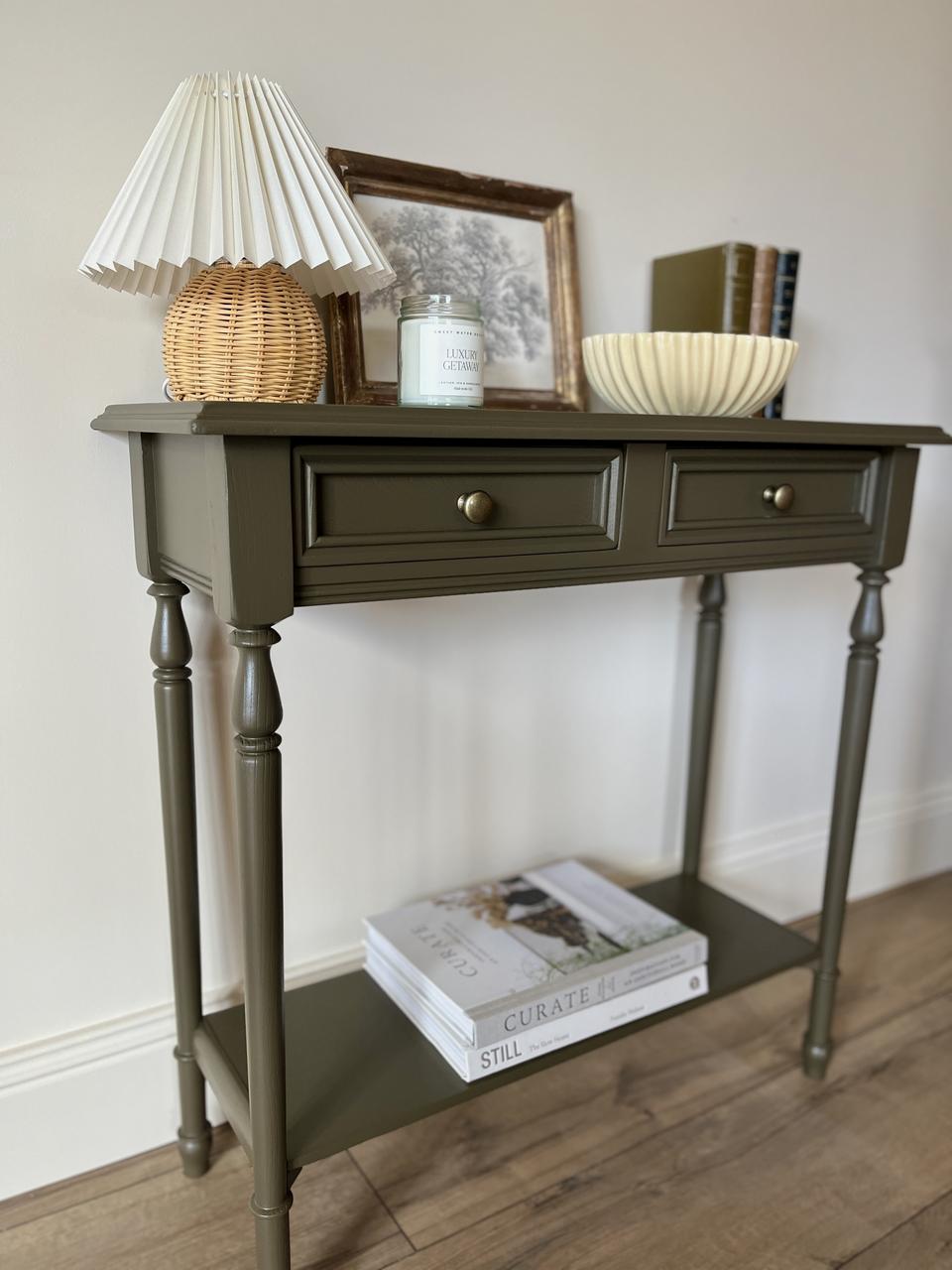 Console 2 tiroirs - brun/kaki