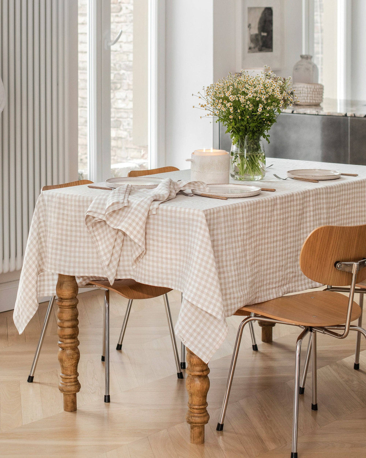 Nappe en lin vichy naturel