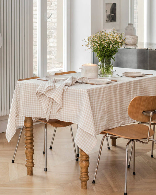 Nappe en lin vichy naturel