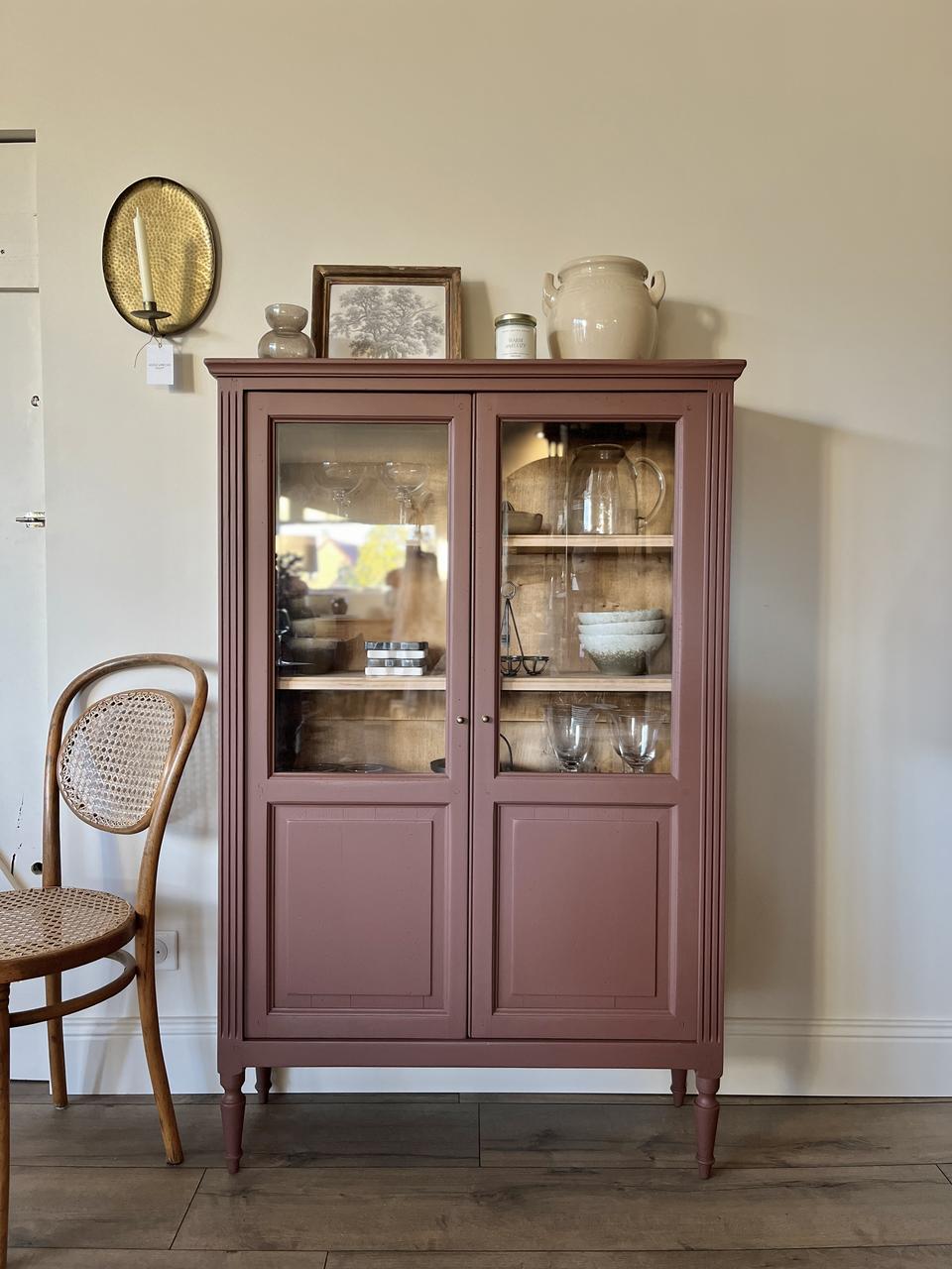 Petite vitrine 2 portes - brun/rosé
