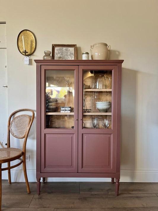 Petite vitrine 2 portes - brun/rosé
