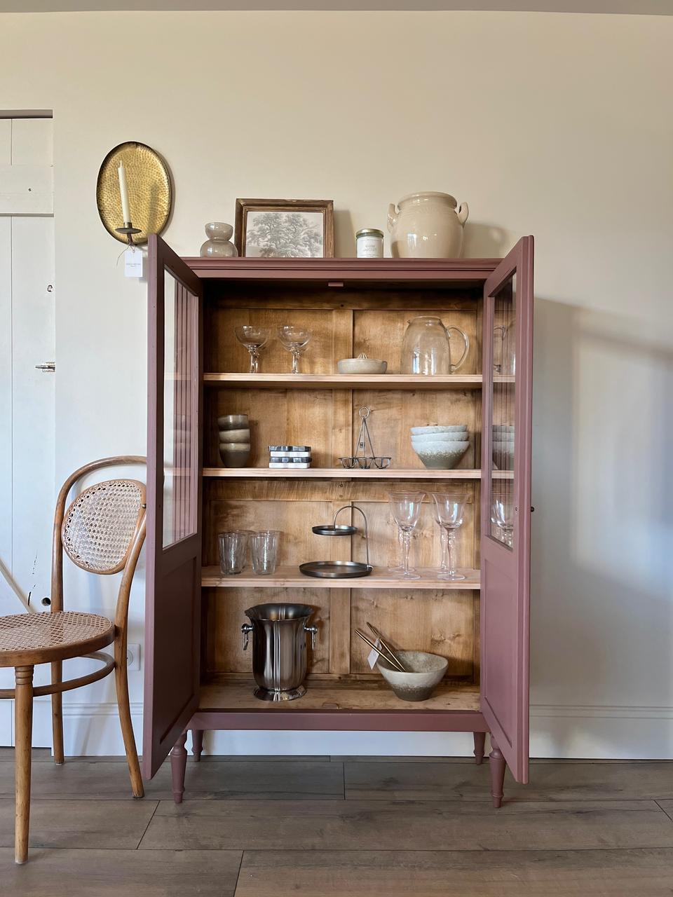 Petite vitrine 2 portes - brun/rosé