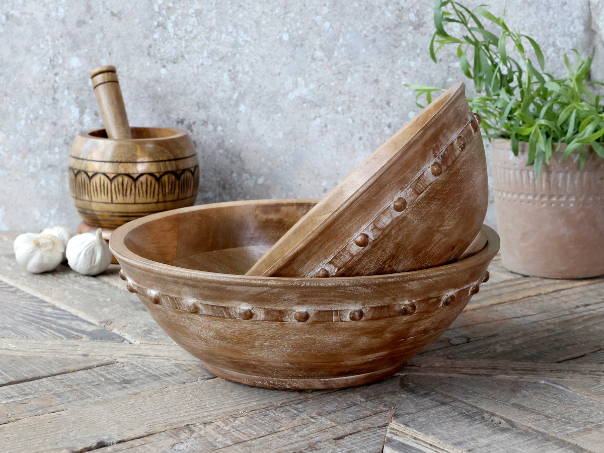 Saladier en bois avec motifs