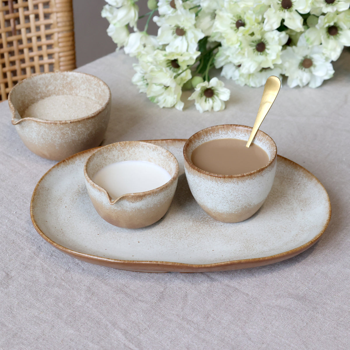 Plat ovale en porcelaine Valence - Camel
