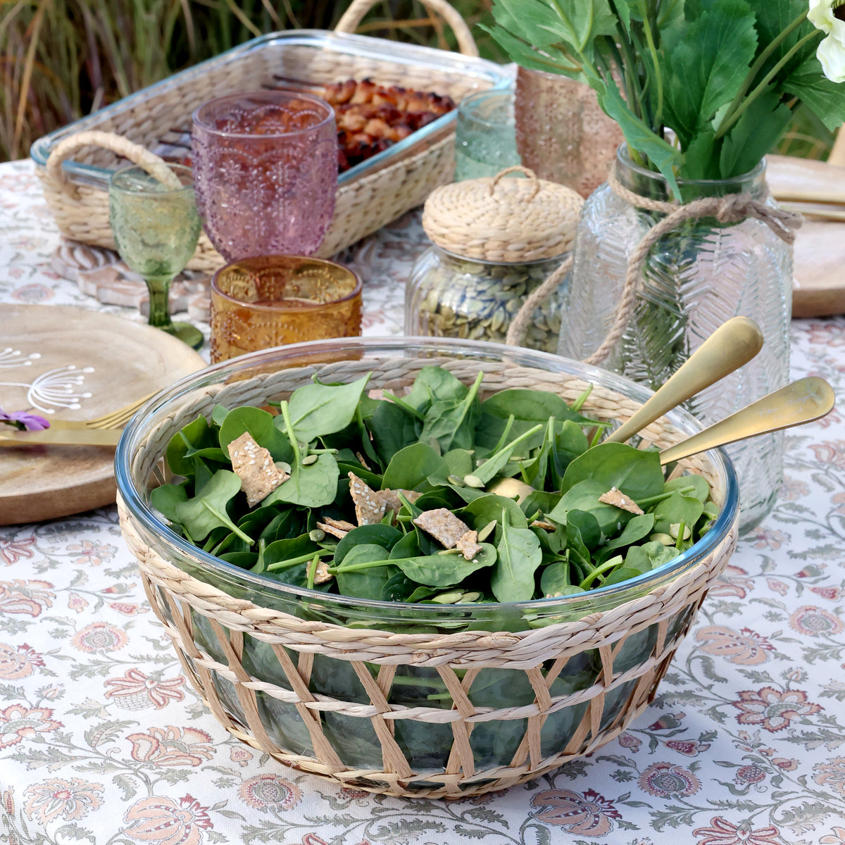 Saladier avec panier en osier