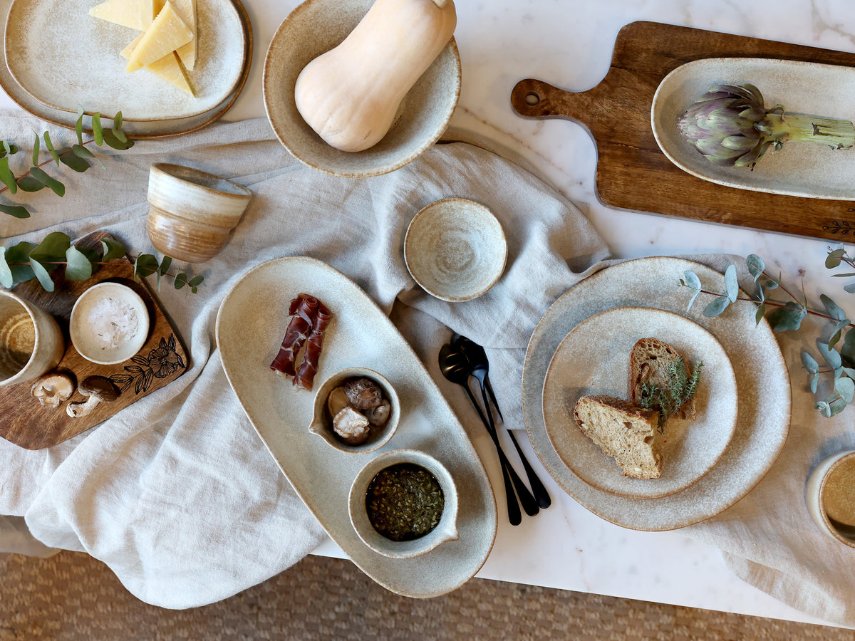 Plat de service ovale en porcelaine Valence - Camel