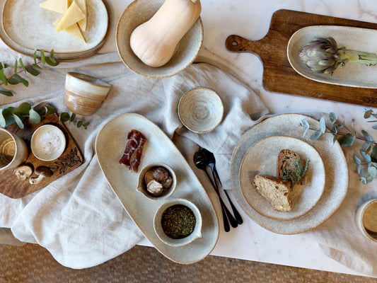 Plat de service ovale en porcelaine Valence - Camel