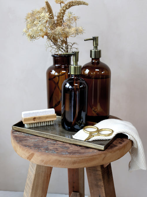 Bouteille en verre ambré avec 2 pompes - 1L