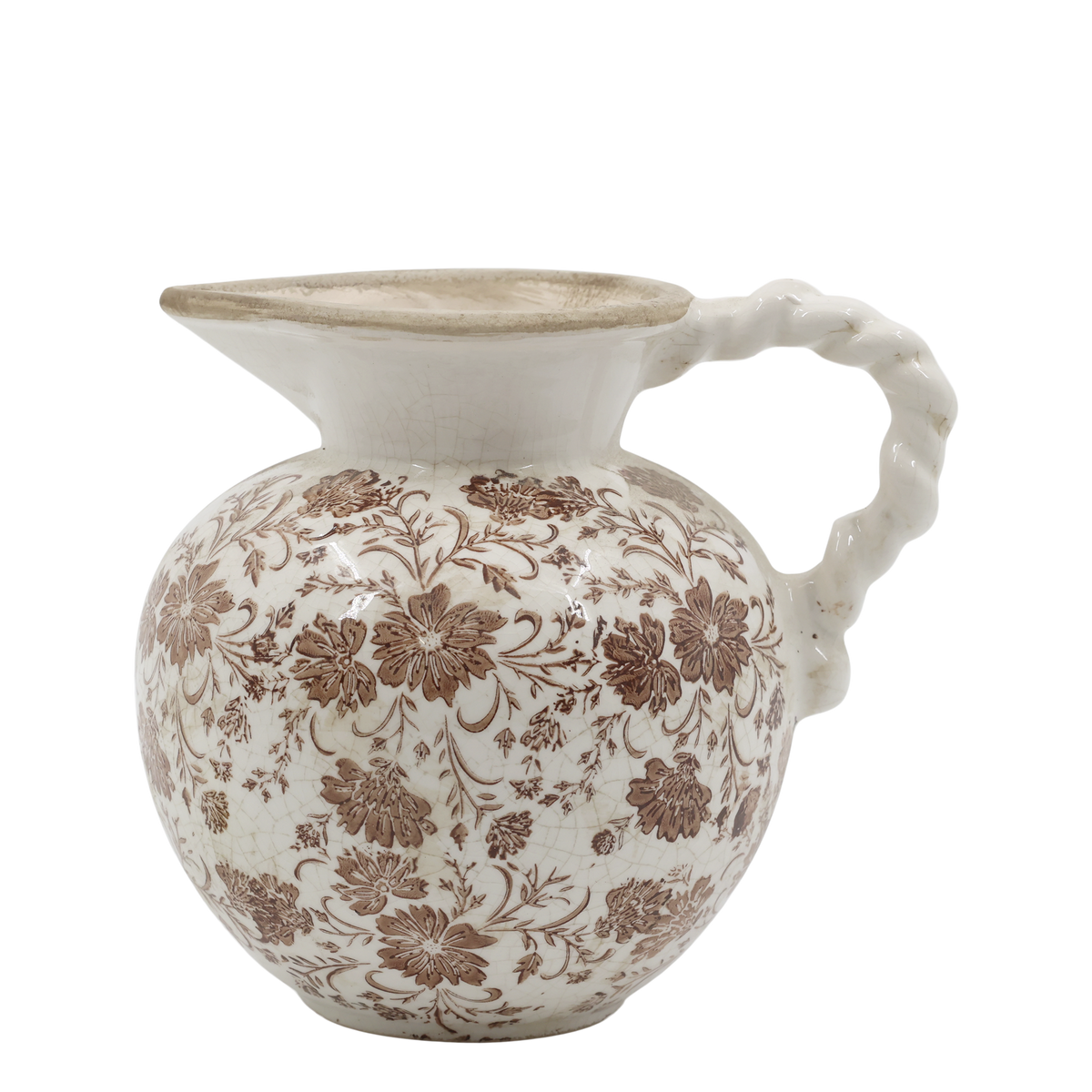 Pot à anse avec motif floral vintage