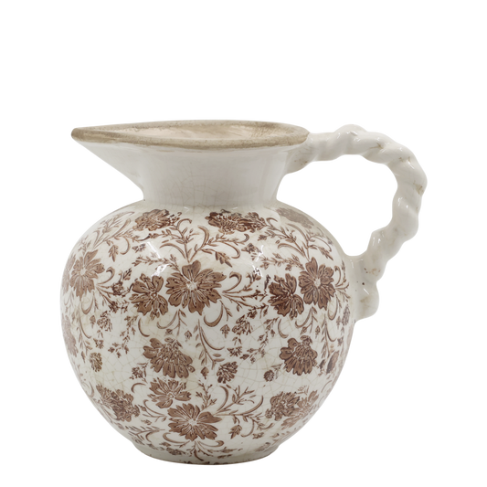 Pot à anse avec motif floral vintage