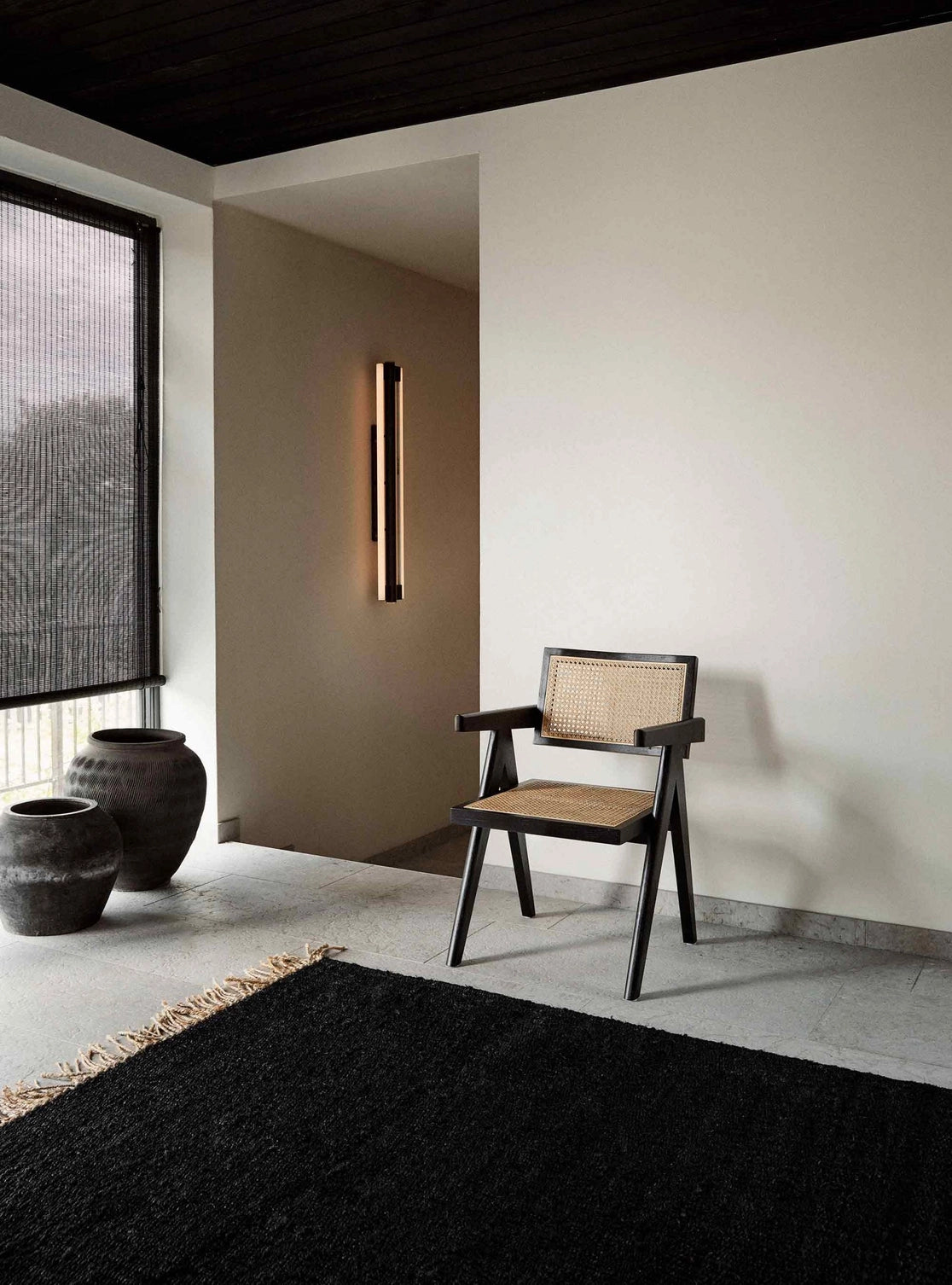 Tapis en chanvre avec franges - Noir